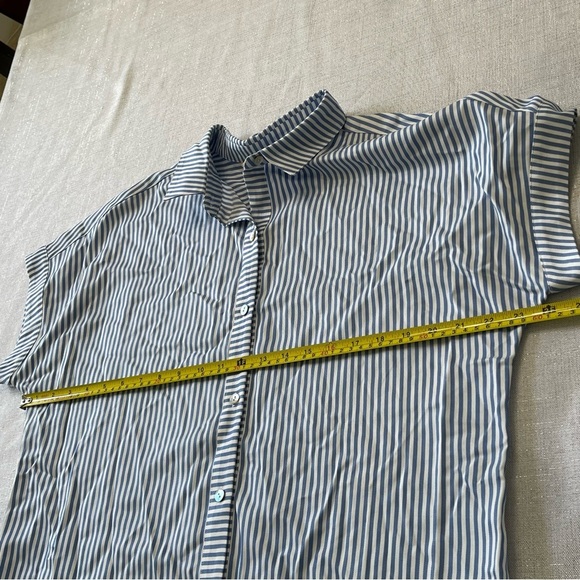 Soft Surroundings Blue & White Striped Button Front Dolman Shirt Size M - Picture 5 of 6